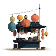 lanterns in the chinese temple