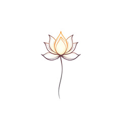 A delicate line drawing of a lotus flower on a white background