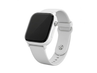 Modern smartwatch with white band isolated on transparent background