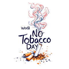 A World No Tobacco Day illustration with cigarettes and smoke