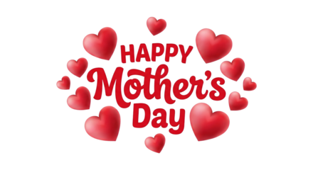 Happy mother's day greeting with red hearts