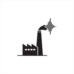  Silhouette factory pollutes with waveform signal vector illustration