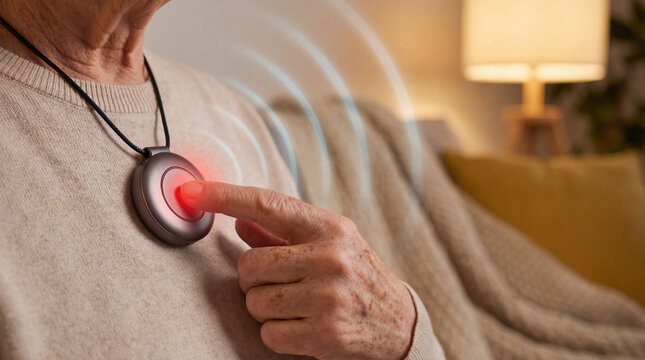 Elderly emergency pendant medical alert necklace personal alarm device senior safety pendant wearable panic button fall detection sensor elderly