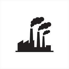  Silhouette industrial factory with smoke stacks polluting the environment vector illustration