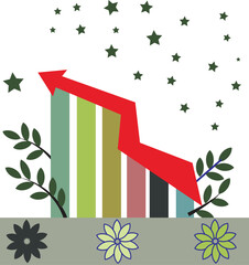 Minimalist Geometric Line Art Illustration of a Mountain Peak Framed Within a Large Crescent Moon Silhouette