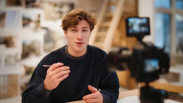 A startup founder recording a heartfelt video update for early supporters, surrounded by messy sketches and blinking hardware boards &mdash; community transparency, authentic storytelling, and grassroots