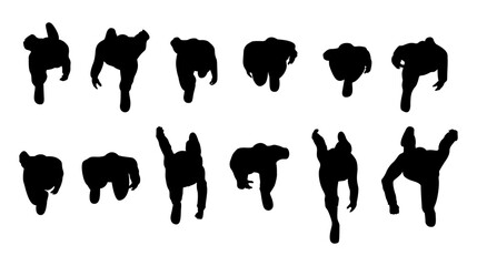 set of people walking top view in city silhouette for architectural men, women and businessman. black shadow plan vector illustration. © SR