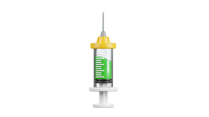 3D Syringe with Green Liquid and Needle