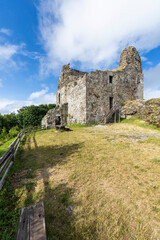 Ancient medieval castle ruin on an historical hill