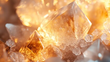 Ultra-Realistic Extreme Macro of Salt Crystals with Sparkling Facets and Natural Texture