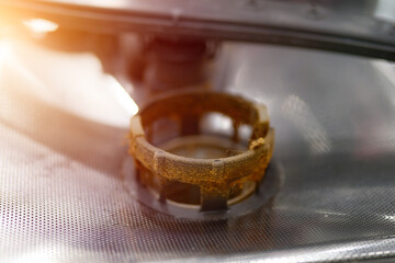 Dishwasher drain hole filled with old waste