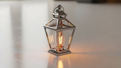 Elegant metallic lantern with a warm glow creating a cozy ambiance in any setting