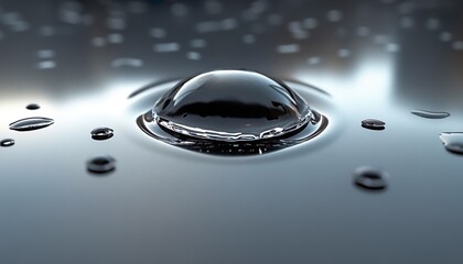 Ultra-Realistic Macro of a Single Water Droplet on Metallic Surface with Realistic Reflections