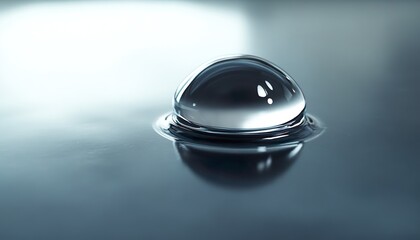 Ultra-Realistic Macro of a Single Water Droplet on Metallic Surface with Realistic Reflections