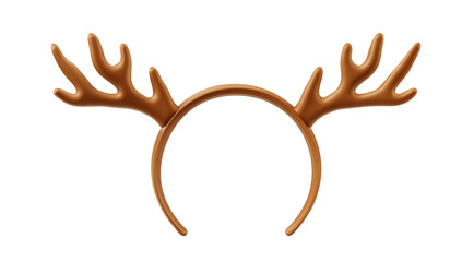 A festive headband with brown reindeer antlers on a dark background
