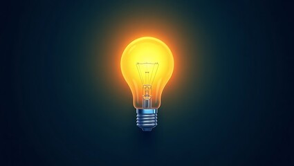 Glowing Light Bulb Symbolizing Ideas and Innovation
