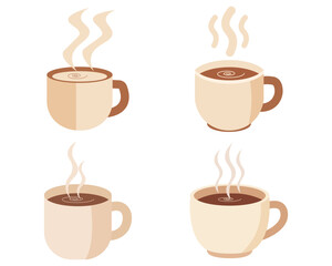 Obraz premium Simple coffee cup icon with hot beverage steam representing cafe drink illustration