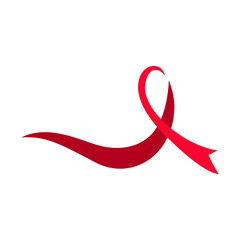 Red Awareness Ribbon Symbol on White Background