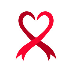 Red Awareness Ribbon Symbol on White Background