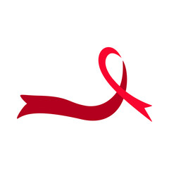 Red Awareness Ribbon Symbol on White Background