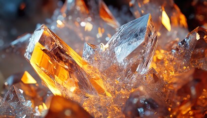 Ultra-Realistic Ultra Macro of Crystal Formation with Sparkling Facets and Geometric Patterns