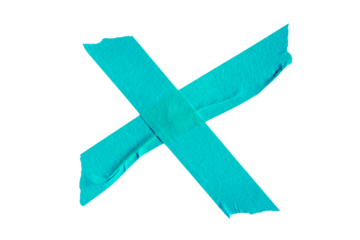 Blue adhesive sticky paper masking tape cut out design element, cross shape x