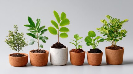 Fototapeta premium Growth Garden: A vibrant collection of potted plants thrives, showcasing the beauty of plant life and the essence of growth.