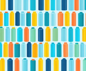 Obraz premium Colorful bottles arranged in a pattern on a light background showcasing various shapes and sizes