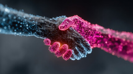 Futuristic hybrid visualization of human care and AI-powered Telehealth 2.0, symbolizing the collaboration between medical professionals and artificial intelligence in next-generation remote healthcar