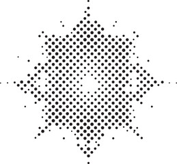 halftone star pattern with dots on white background