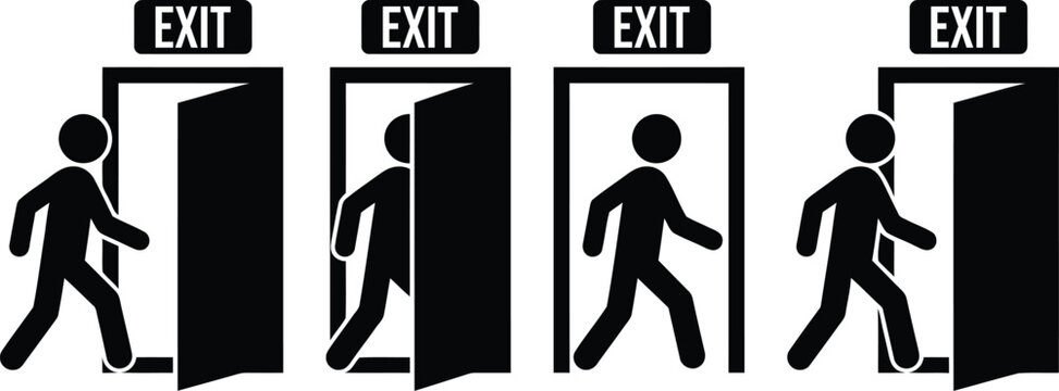 People exiting through emergency exit doors