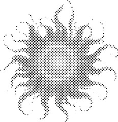 halftone sunburst pattern design element