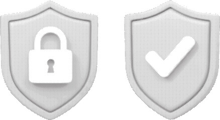 security icons with shield and lock check mark