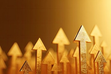 Golden arrows pointing upwards, suggesting growth and progress against a gradient background