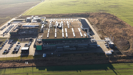 Aerial view of AI powered data center facility