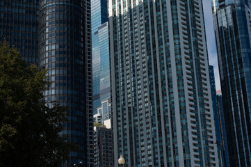 chicago city skyscrapers close up view