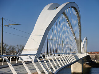 Pedestrian and tram bridge over the Rhine at kehl