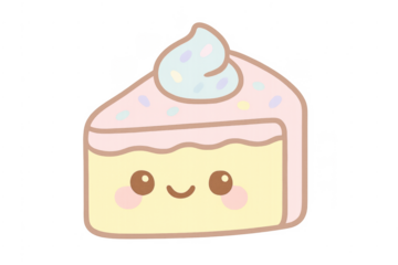 Sweet smiling cake slice with pastel sprinkles