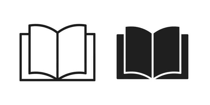 Open book icons simple design, vector illustration for web, featuring minimalist book symbols, ideal for educational graphics, e-learning platforms, digital libraries, reading apps, online courses