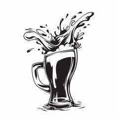 Beer Being Poured into a Glass with Foam Rising Image Vector