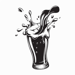 Beer Being Poured into a Glass with Foam Rising Image Vector