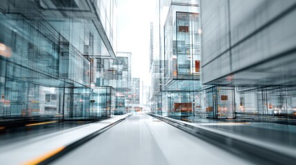 Obraz premium Modern cityscape with glass buildings and perspective view