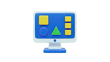 3D Computer Monitor with Geometric Shapes