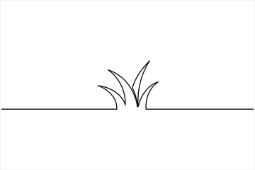 Grass continuous one line art drawing of grass design, Grass line vector art illustration