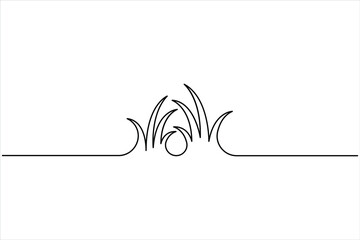 Grass continuous one line art drawing of grass design, Grass line vector art illustration