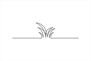 Grass continuous one line art drawing of grass design, Grass line vector art illustration