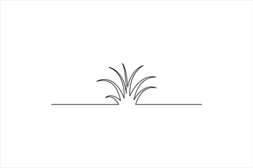 Grass continuous one line art drawing of grass design, Grass line vector art illustration