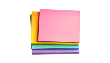 Stack of colorful square sticky notes on a black background, with visible edges