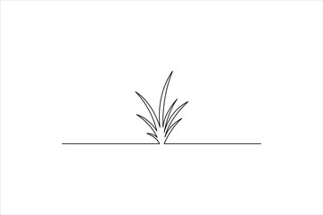 Grass continuous one line art drawing of grass design, Grass line vector art illustration