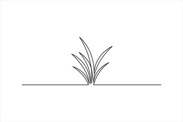 Grass continuous one line art drawing of grass design, Grass line vector art illustration